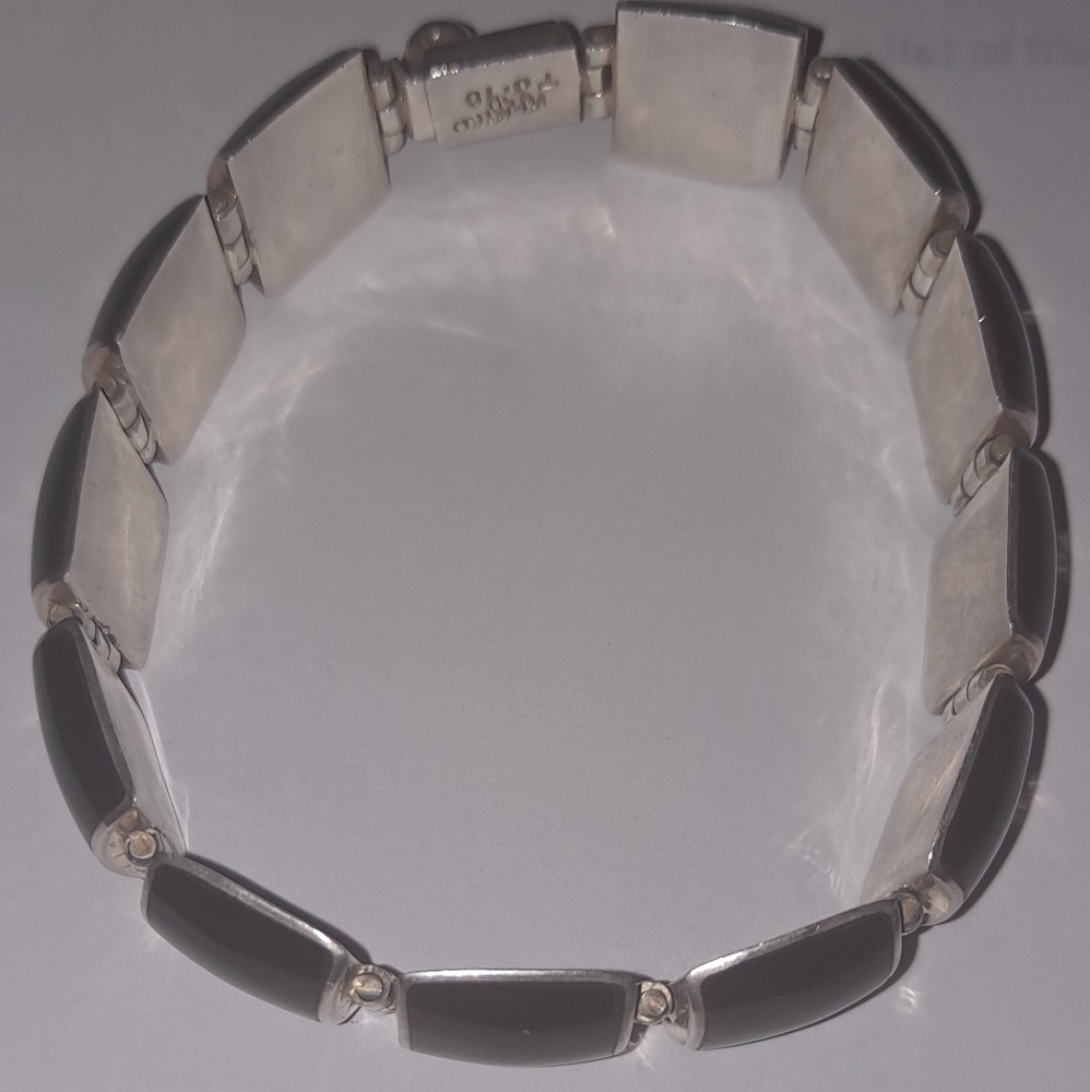 Vintage 925 Mexico Onyx Bracelet